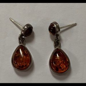 Natural Baltic Amber Earrings in Sterling Silver